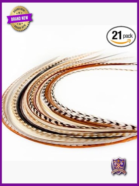 21 Real Feather Hair Extensions – 9-14 in Long – DIY Micro-Link Beads Kit main image 6